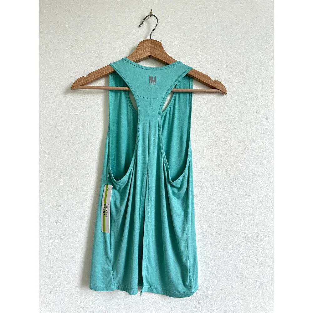 Nicole Miller Sport Teal open Back Stretch Activewear Tank Work Out size M $58 - Picture 4 of 7